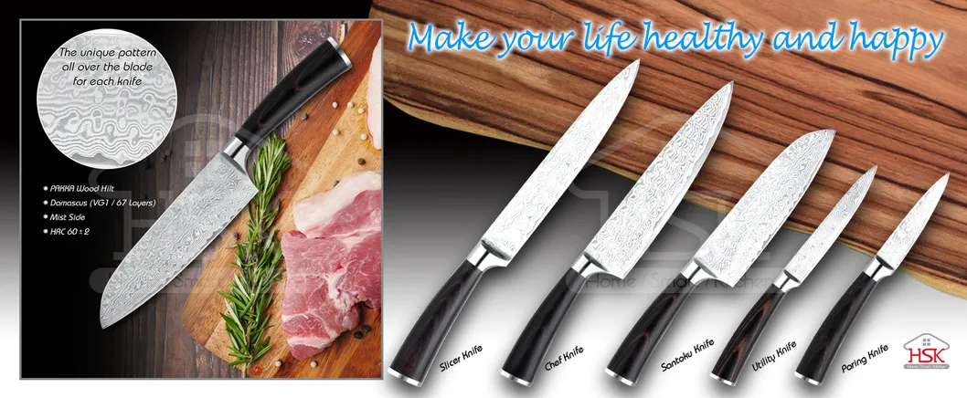 Damascus Santoku Knife Detail