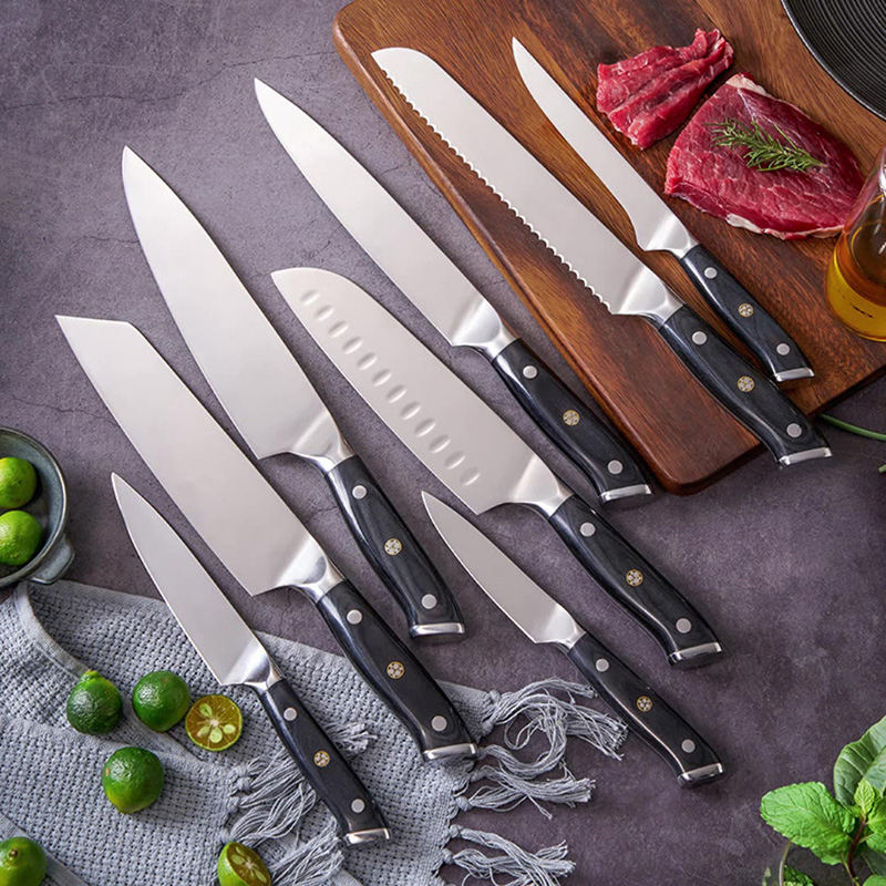 Ds-2917D professional German 1.4116 Stainless Steel 8 Inch Kitchen Bread Knife with Black Color Wood Handle