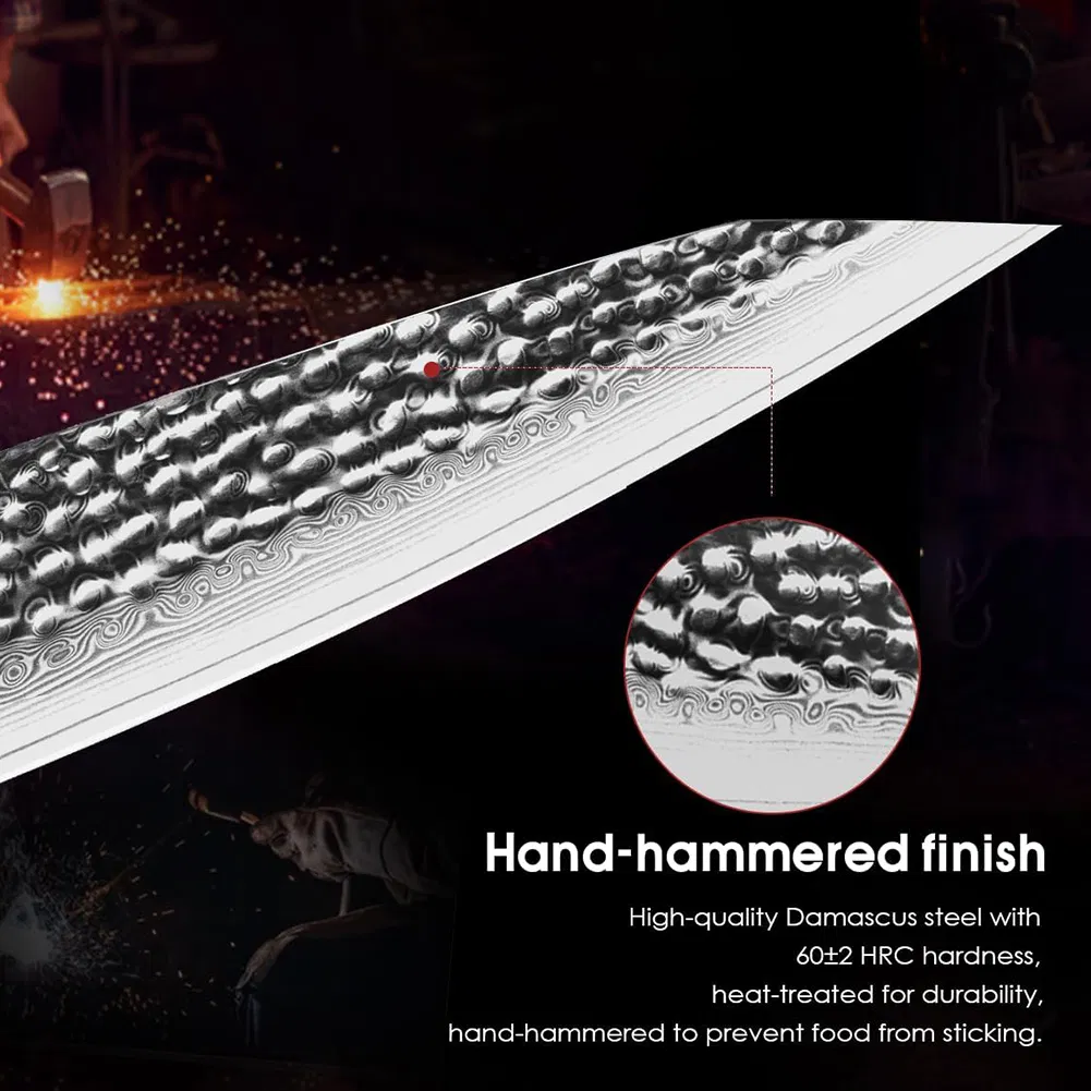 Ds-2964A Paring Knife Forged Blade Damascus Utility Knife 5 Inch Japanese Vg10 Steel Core Ultra Sharp Fruit Knife with Ebony Handle Wholesale