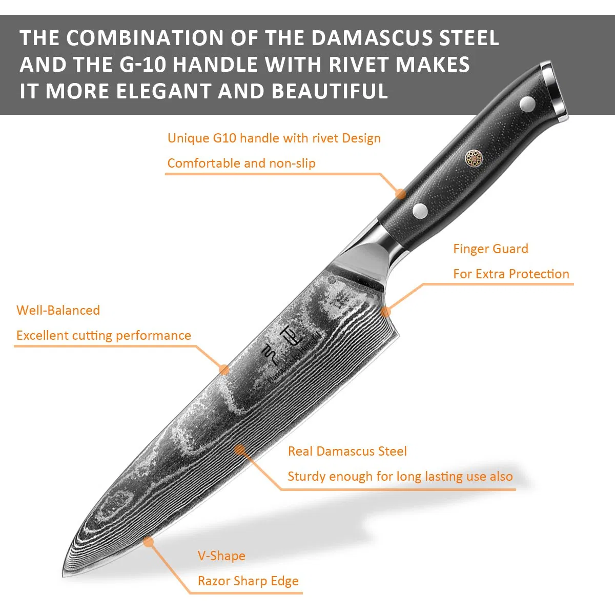 New Design Premium Knife Set Damascus Steel Chef Knife Vg10 Steel Core 67 Layers Kitchen Knife Set Factory Price