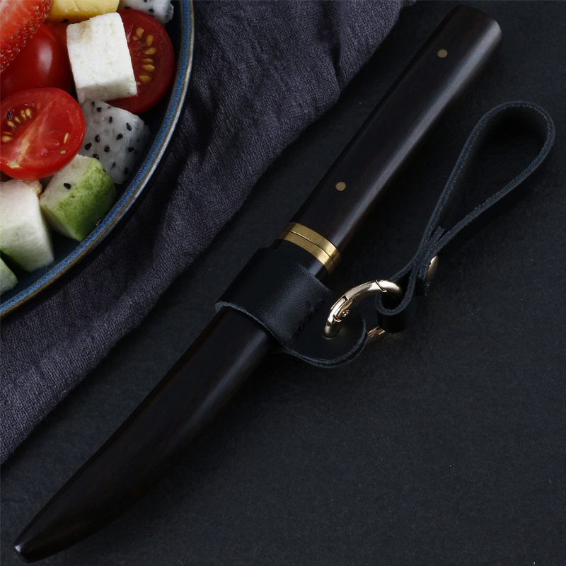 Ds-2640 Paring Knife 3.5 Inch Damascus Steel Knife Small Utility Knife Ebony Handle Pocket Knife BBQ Meat Knife for Camping