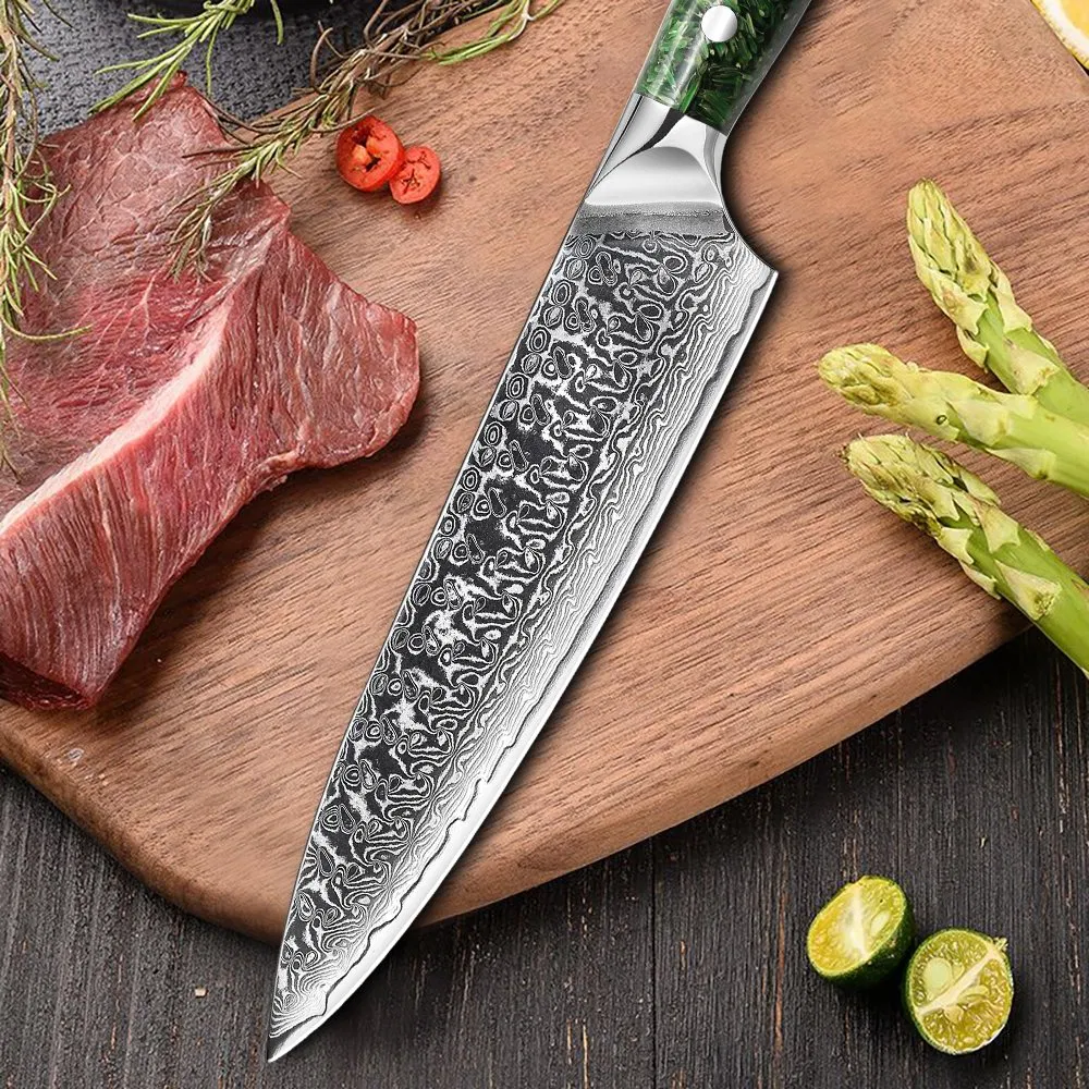 Hot Selling 7 Inch Japanese Vg10 Damascus Santoku Knife with G-10 Handle