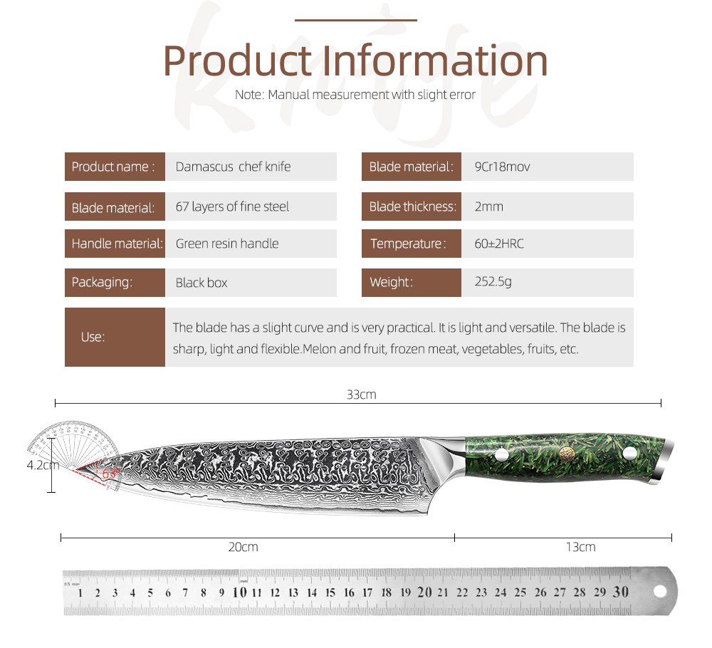 Hot Selling 7 Inch Japanese Vg10 Damascus Santoku Knife with G-10 Handle