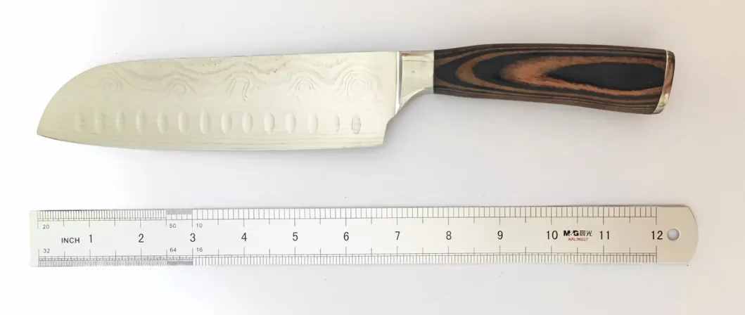 Damascus Santoku Knife Detail 1