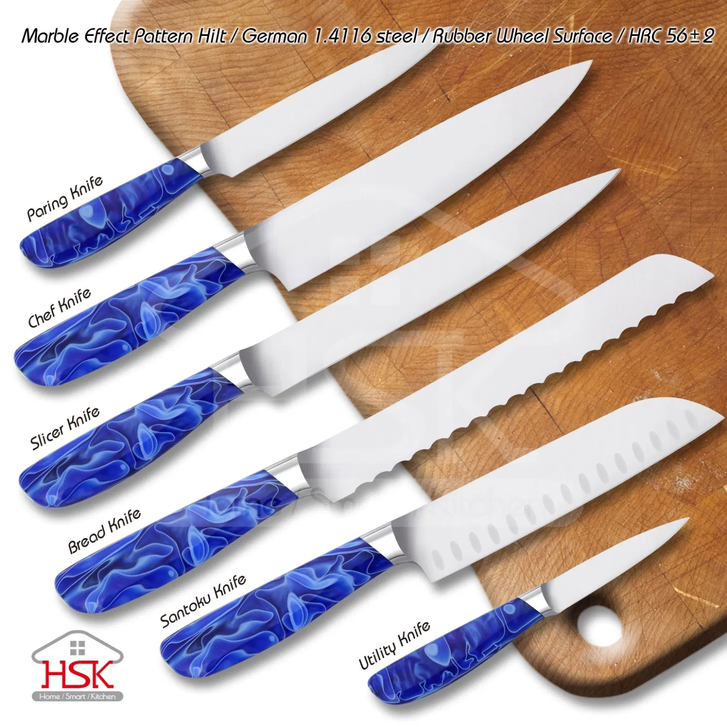 7" Forged Santoku Knife German Steel Acrylic Hilt Chef Knife