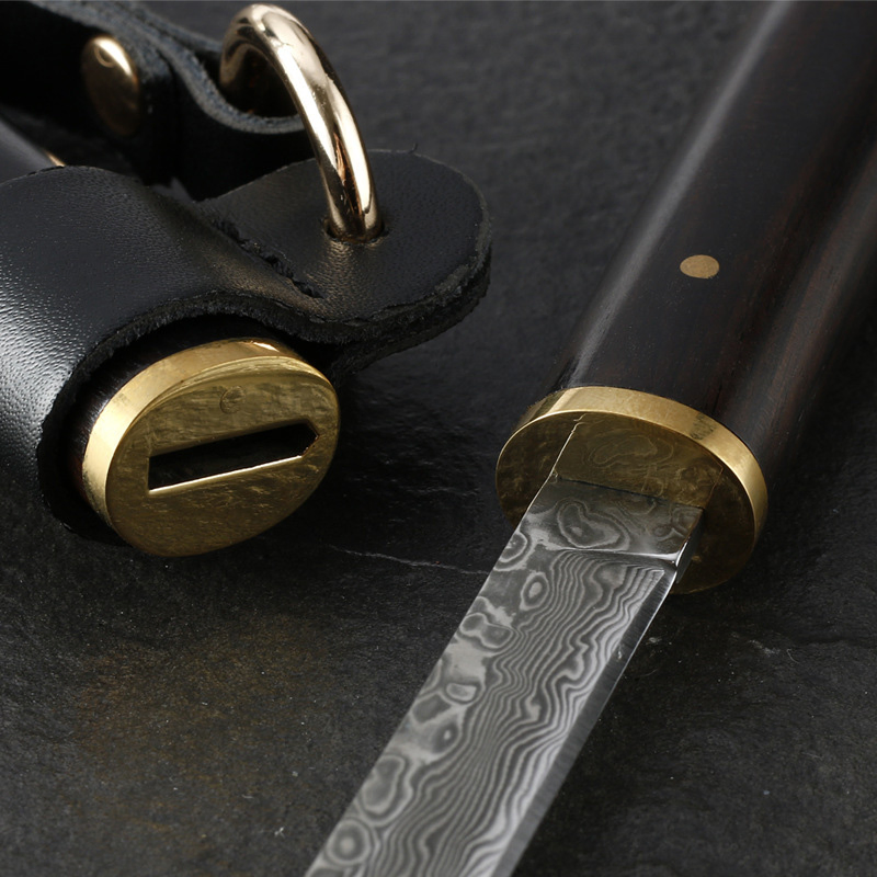 Ds-2640 Paring Knife 3.5 Inch Damascus Steel Knife Small Utility Knife Ebony Handle Pocket Knife BBQ Meat Knife for Camping