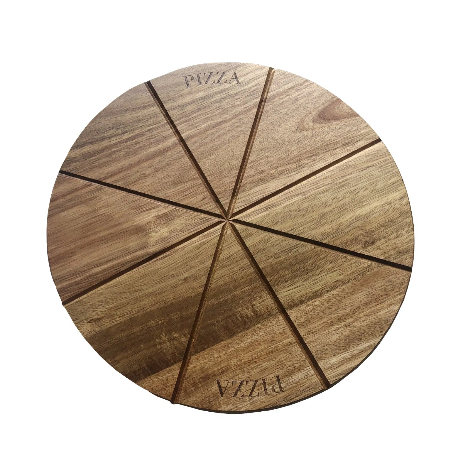 Acacia Large Round Pizza Wooden Cutting Board Block with Handle