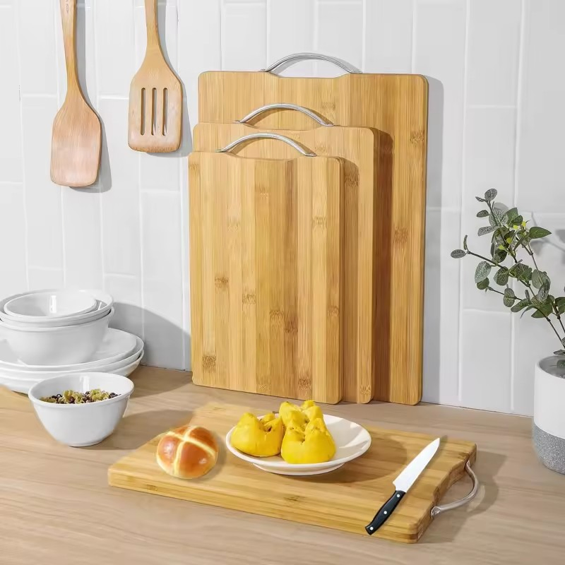 Durable Non-Slip Bamboo Cutting Board Chopping Blocks Kitchen Utensils with Handle