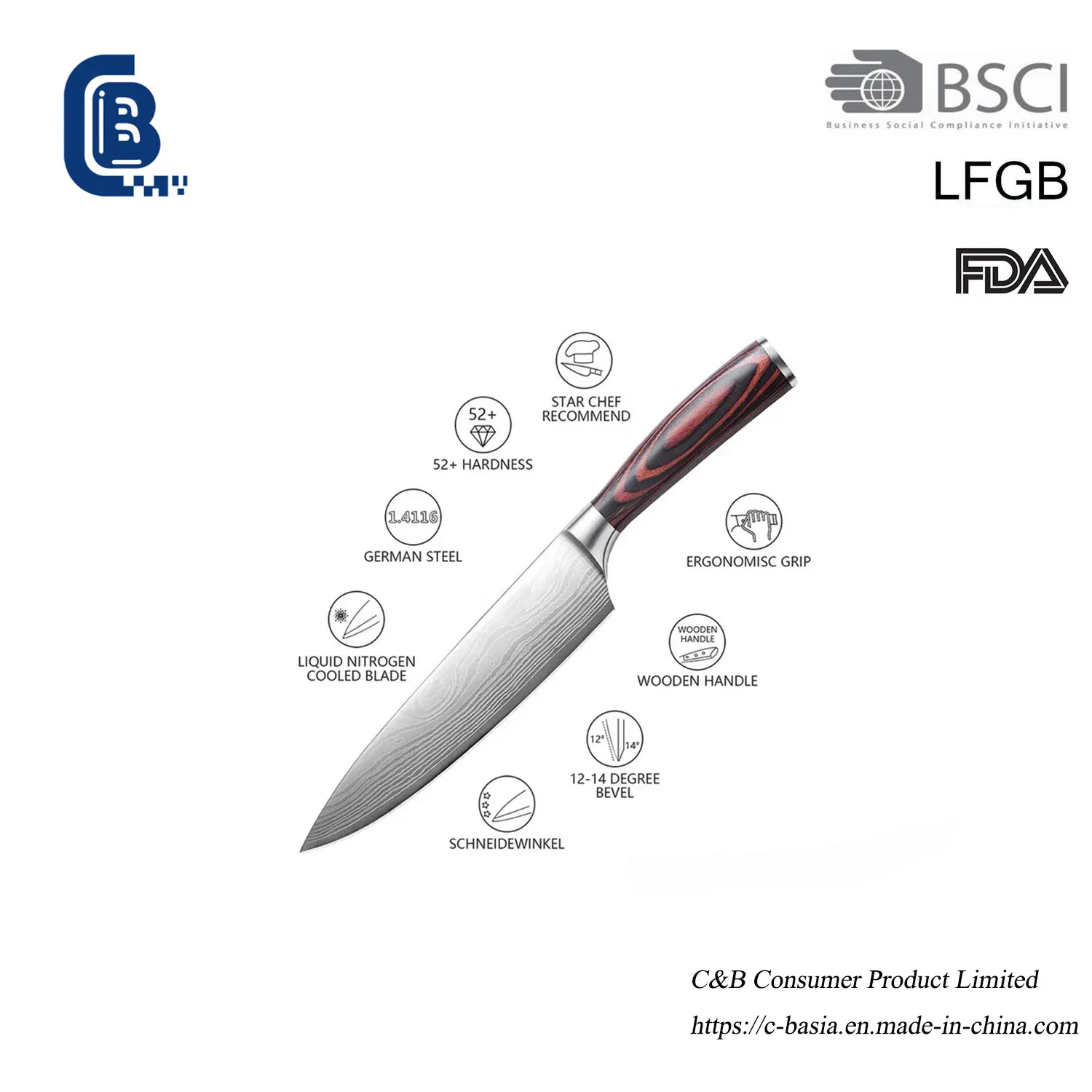 Stainless Steel Utility Kitchen Knife - Sharp Chef Slicer for Meat/Vegetables