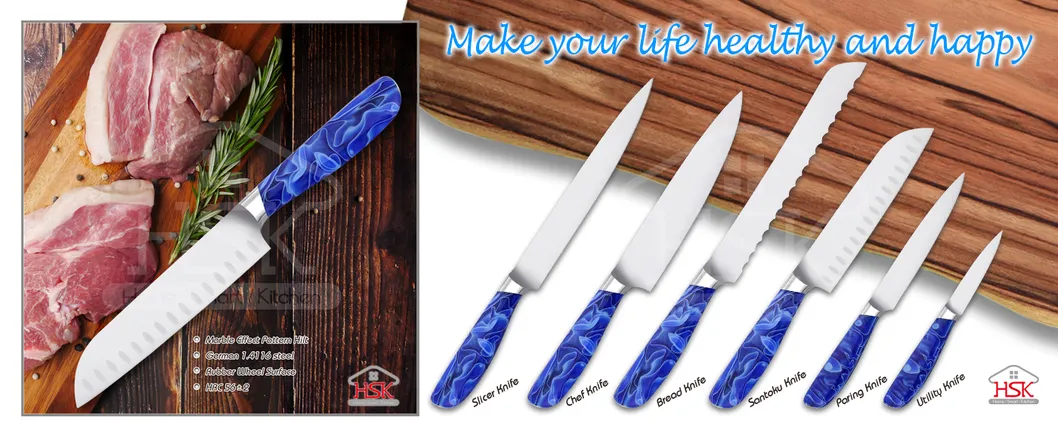 7 Inch Forged Santoku Knife German Steel Acrylic Hilt Chef Knife