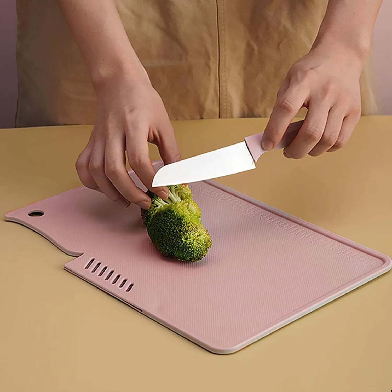 Kitchen Tool Combo Non-Slip PP Cutting Board with Knife Set FDA Food Grade Plastic Chopping Board