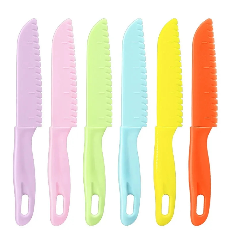 Kids Knife Plastic Fruit Sawtooth Cutter Safe Kitchen Chef Bread Lettuce Toddler Cooking Paring Knives Children's Knife for Kids
