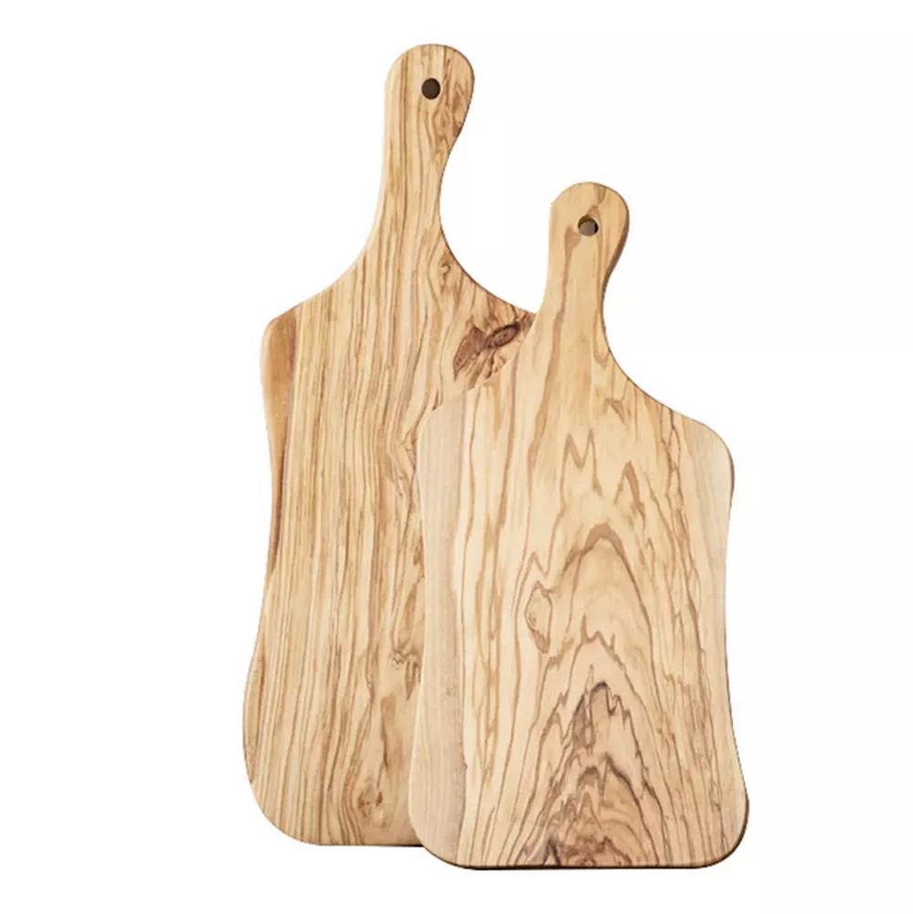 Irregular Shape Olive Wood Cutting Board with Handle for Cheese