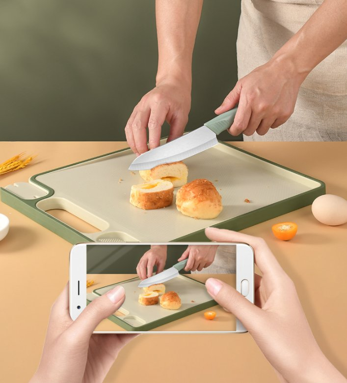 Multifunctional Household Kitchen Plastic Cutting Board with Knife Sharpener
