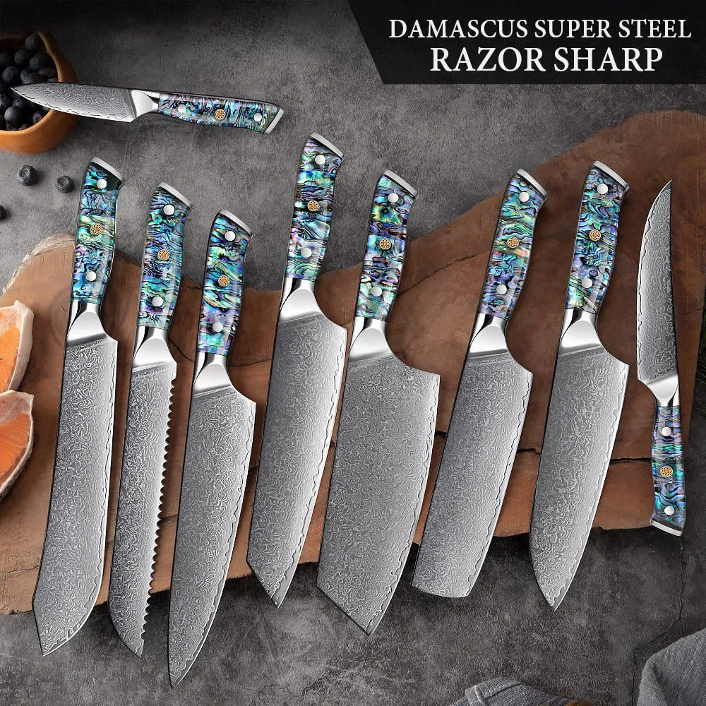 Premium Vg10 Damascus Steel Kitchen Knife Set for Chefs