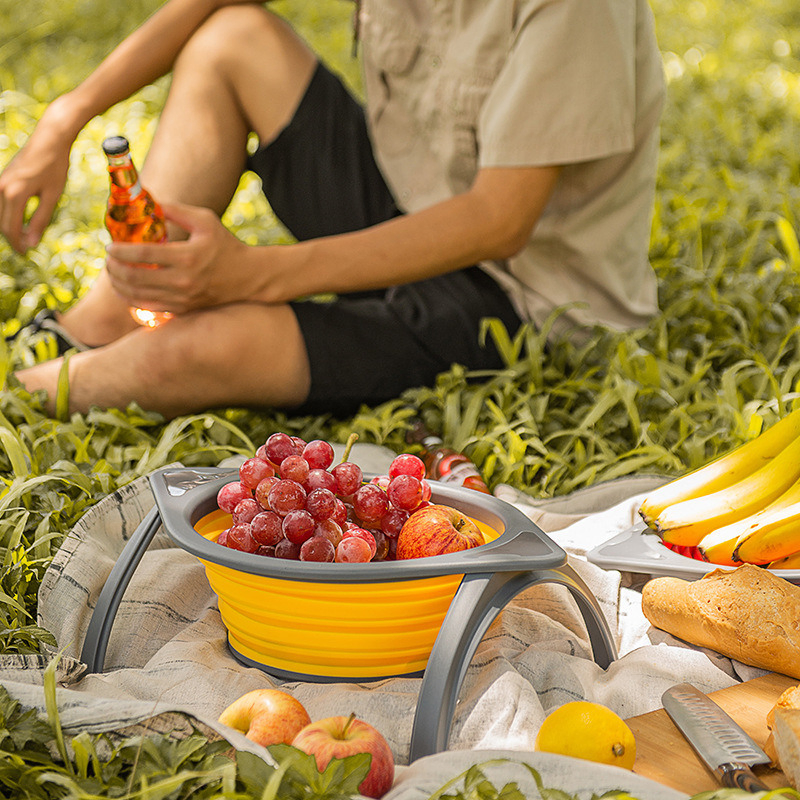 Folding Rubber Filter Basket Wash Vegetable Fruit Collapsible Filter Kitchen Ci16009