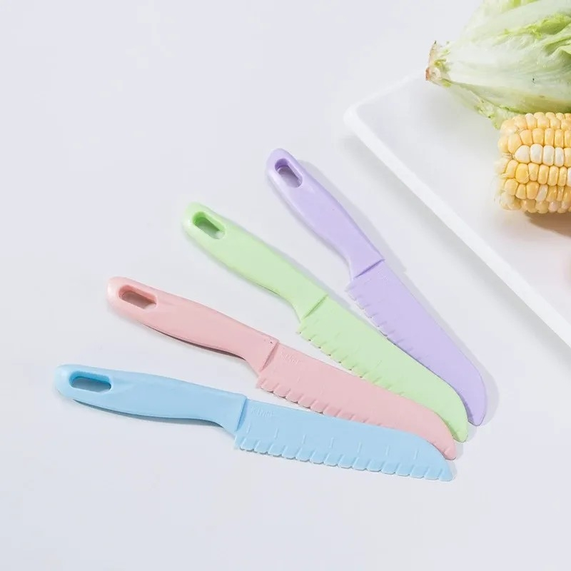 Kids Knife Plastic Fruit Sawtooth Cutter Safe Kitchen Chef Bread Lettuce Toddler Cooking Paring Knives Children's Knife for Kids