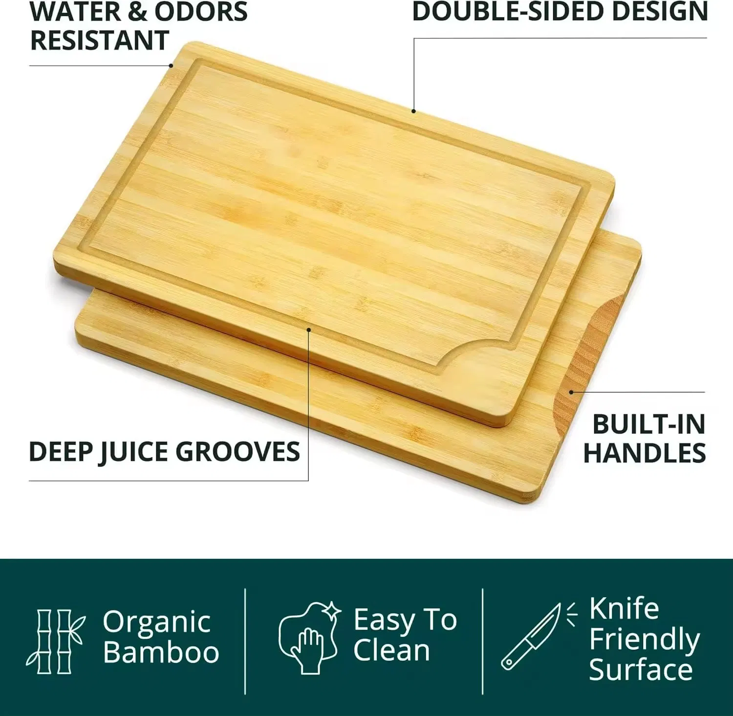 Custom Kitchen Wood Bamboo Chopping Board Cutting Block Set of 3