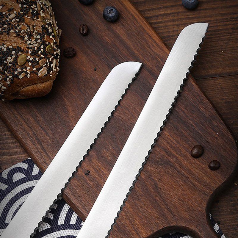 Black Handle 10 Inch Wide Wavy Edge Bread Knife Bread Cake Knives