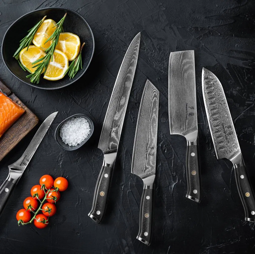 New Design Premium Knife Set Damascus Steel Chef Knife Vg10 Steel Core 67 Layers Kitchen Knife Set Factory Price