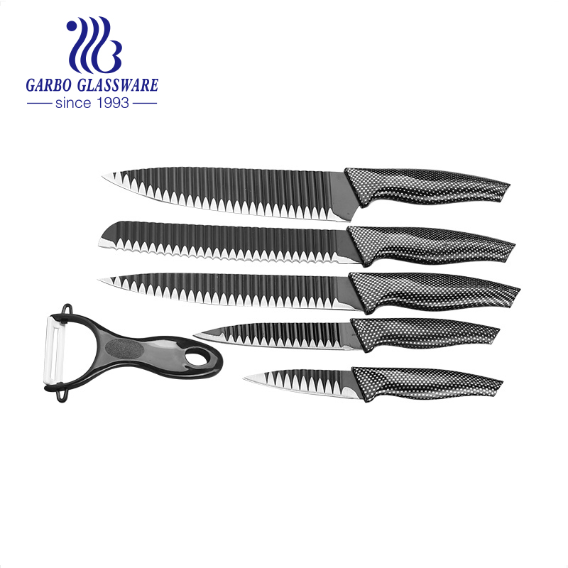 Manufacture Hot Selling 6PCS Kitchen Knives Set Home Paring Knife Utensils Boning Knife with Black PP Handle