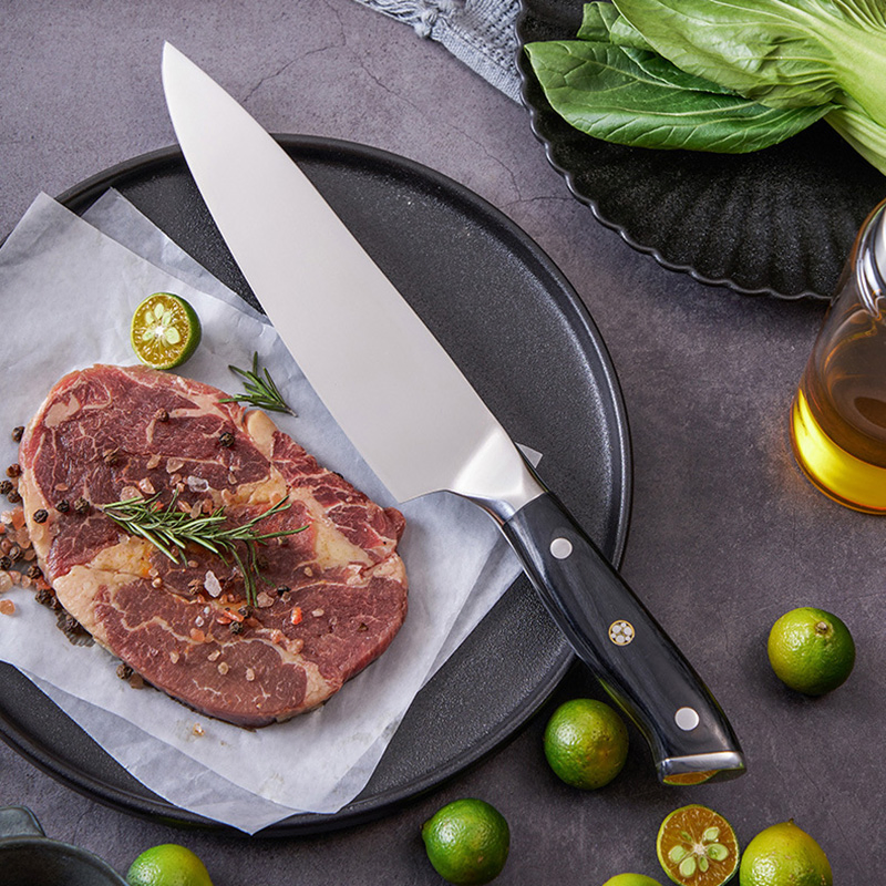 Ds-2917D professional German 1.4116 Stainless Steel 8 Inch Kitchen Bread Knife with Black Color Wood Handle