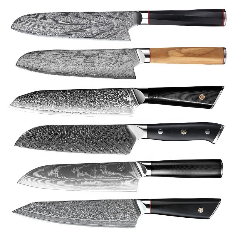 Wholesale OEM ODM Knife Blade Manufacture Kitchen Knife Damascus Blade Santoku Knife