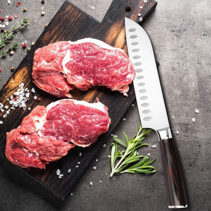 Stainless Steel Paring Utility Santoku Chef Sliced Japanese Wooden Tool Kitchen Knife with Gift Logo