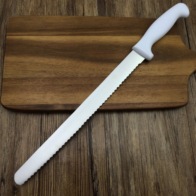 10" 12" 14" White Injected PP Handle Bread Knife Kitchen Serrated Knives