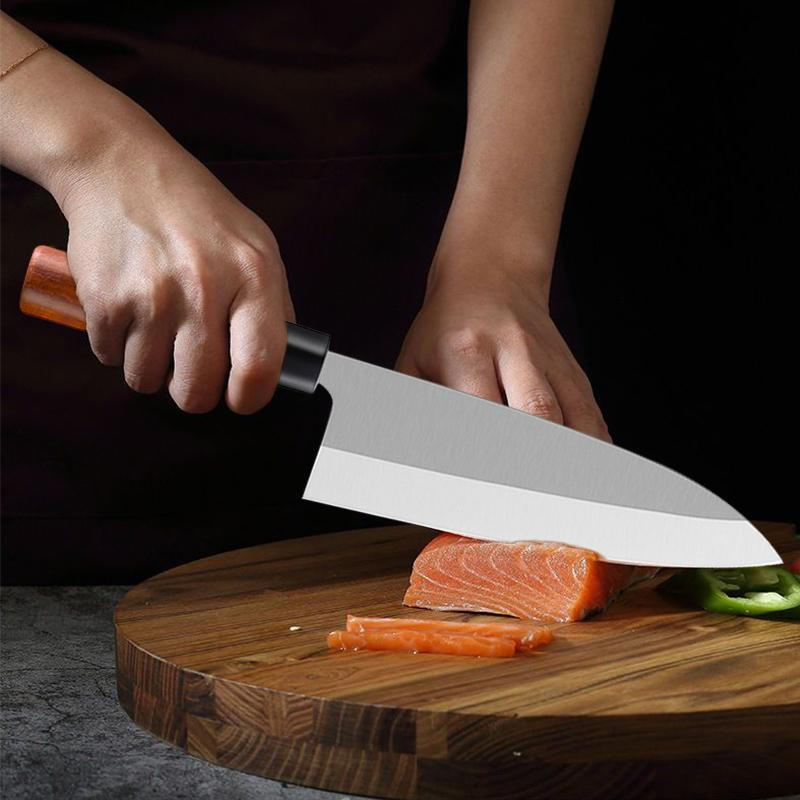 Japanese Sashimi Knife Salmon Cooking Knife Kitchen Slicing Knife Stainless Steel Sushi Knife Santoku Knife Fish Raw Knife
