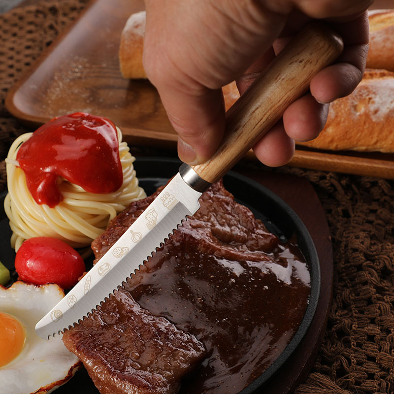 Stainless Steel Bread Knife with Rubber Wood Handle for Baking Kitchen