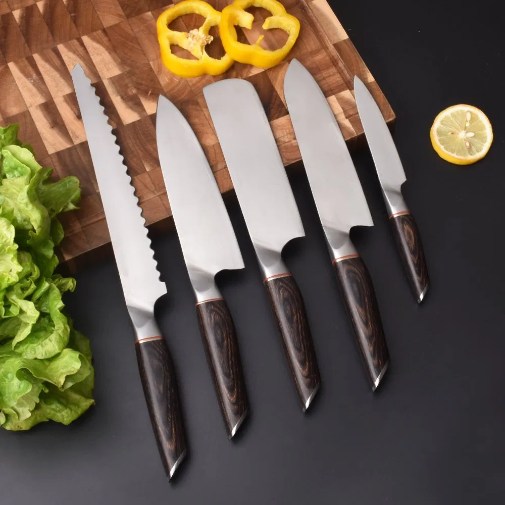 New 10cr15MOV Cutter High Carbon Core Stainless Steel Kitchen Chef Santak Bread Utility Knife