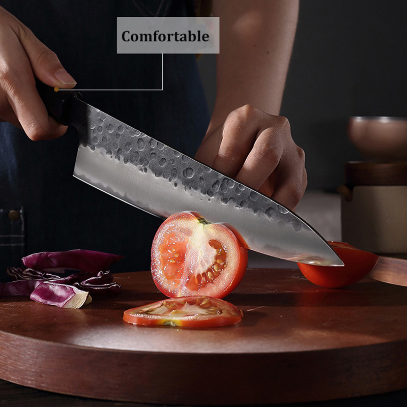 Ds-2644B Professional Japanese Knife 7 Inch Santoku Knife Hand Forged Kitchen Knife 3 Layers Steel Chef Knife