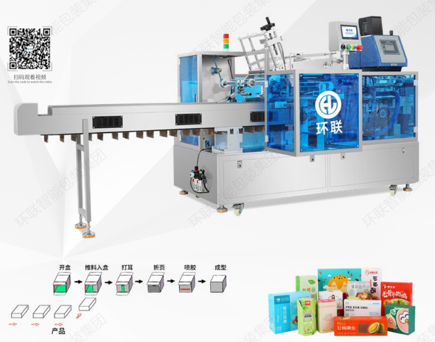 Cosmetic Cheese Automatic Carton Packing Line Auto Box Packaging Solution Bottle Cartoon Machine