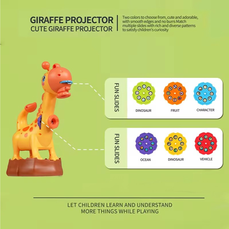 Educational Electric Projection Cartoon Giraffe Toys Painting Machine with Pen Kit Toys for Kids