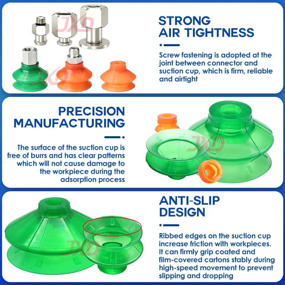JXD SPB1-10 10-80mm Bellows Vacuum Suction Cup Full Series Flexible Pad Plastic Paper Bag Opening Packaging Machine Robot EOAT