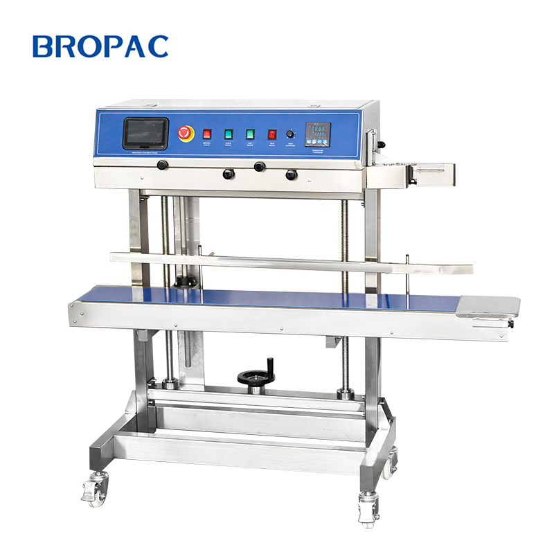 FPM600L Continuous Automatic Vertical Band Sealer Food Packaging Pouch Bag Heat Sealing Machine with Ink Jet Printer