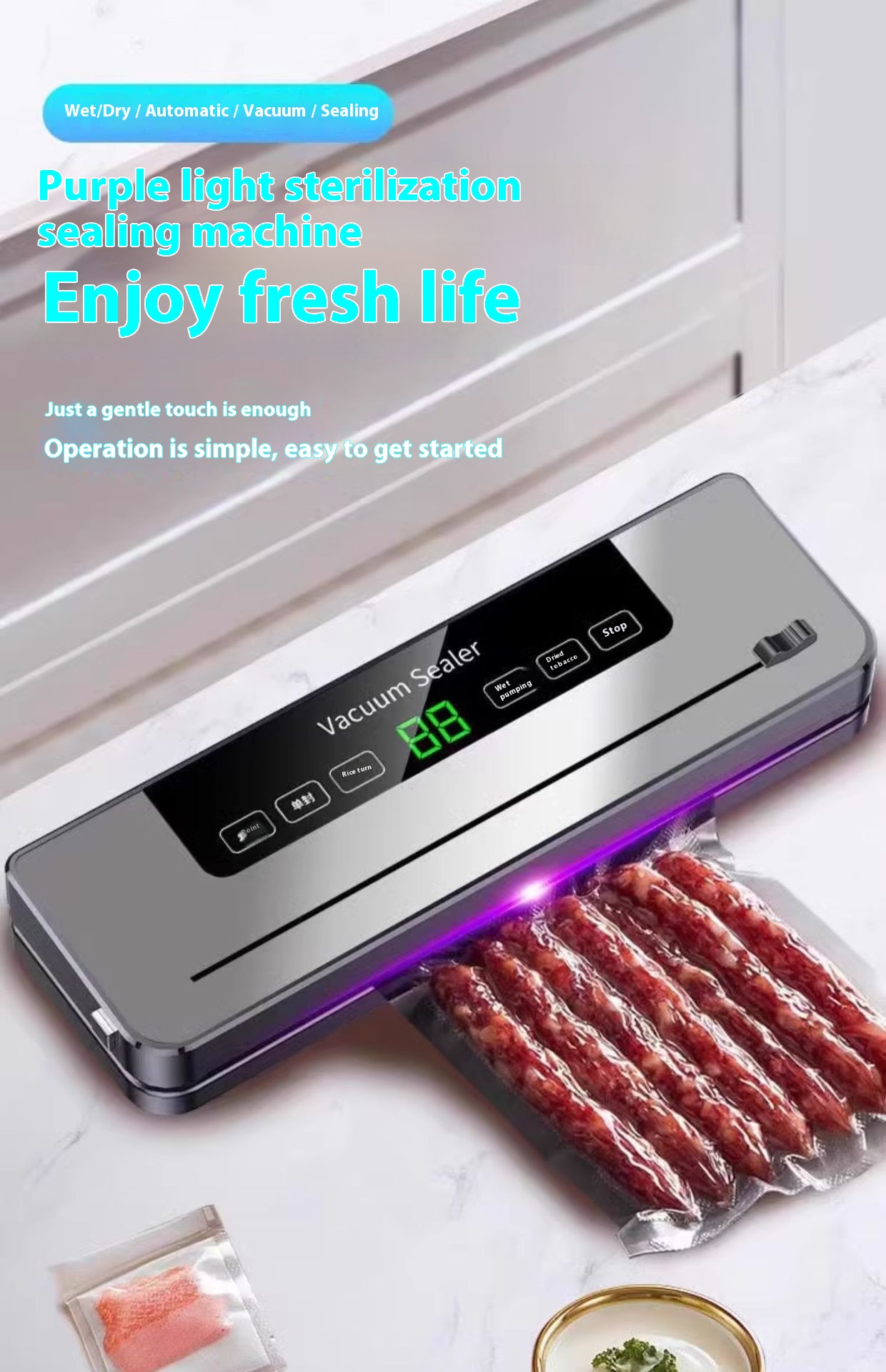Dual-Use Automatic Touch Screen Vacuum Sealer