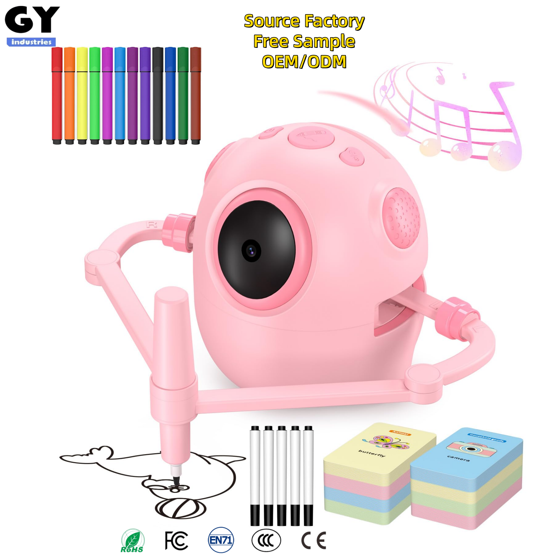GY Smart Electronic Cartoon Drawing Robot Kids Art Sketcher 3-12 Years Old Educational Toy Unisex Plastic Christmas Gift