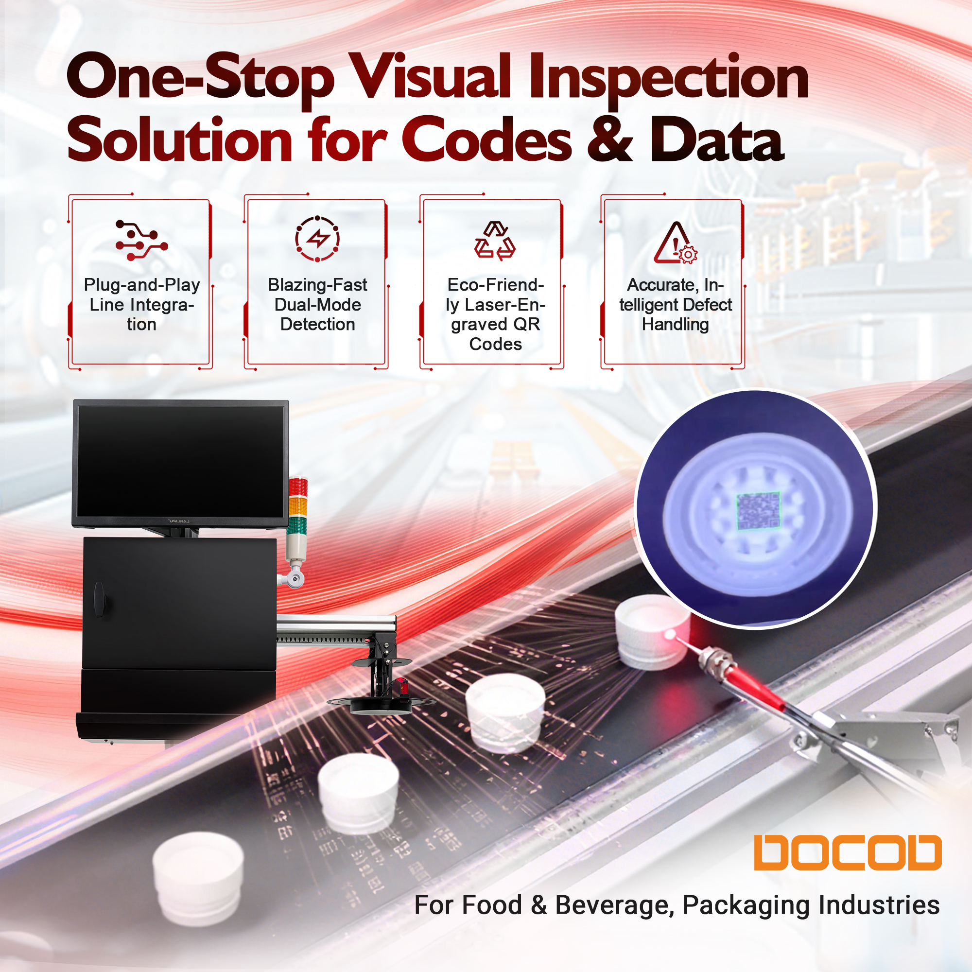 DOCOD XV01 AI-Powered Visual Inspection System Dynamic Data Reading One Product One Code Traceability for Quality Control