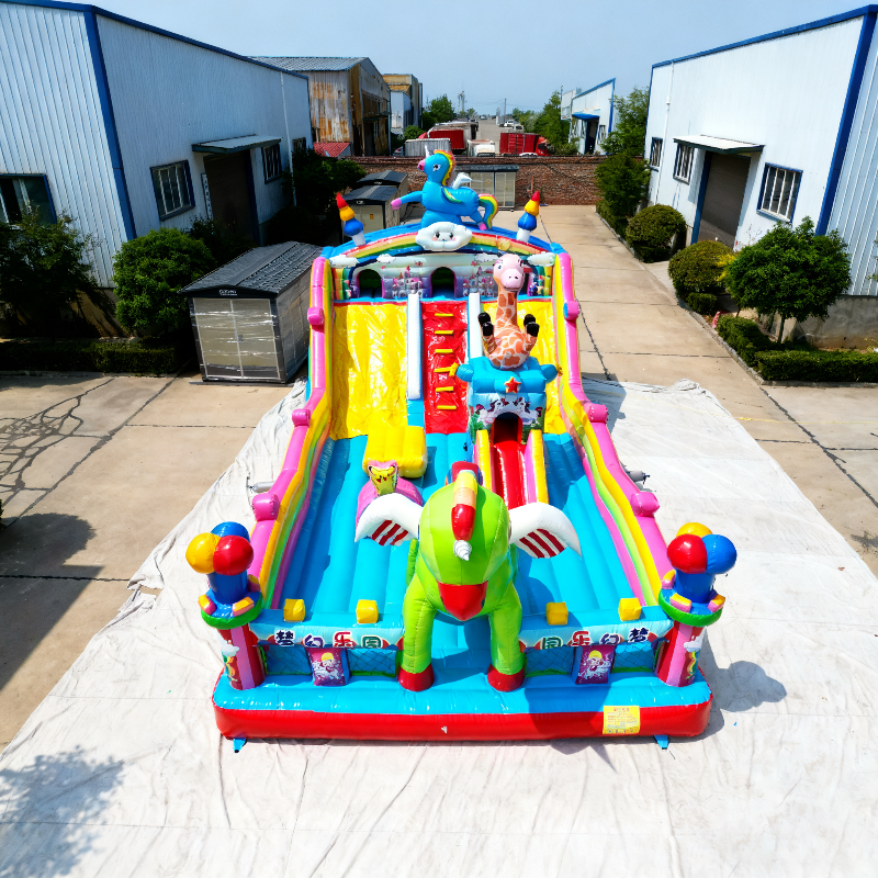 Hot Selling Customizable Colorful Cartoon Temed Eco-Friendly Inflatable Castle Slide Jumping Kids Play Equipment 60-Person