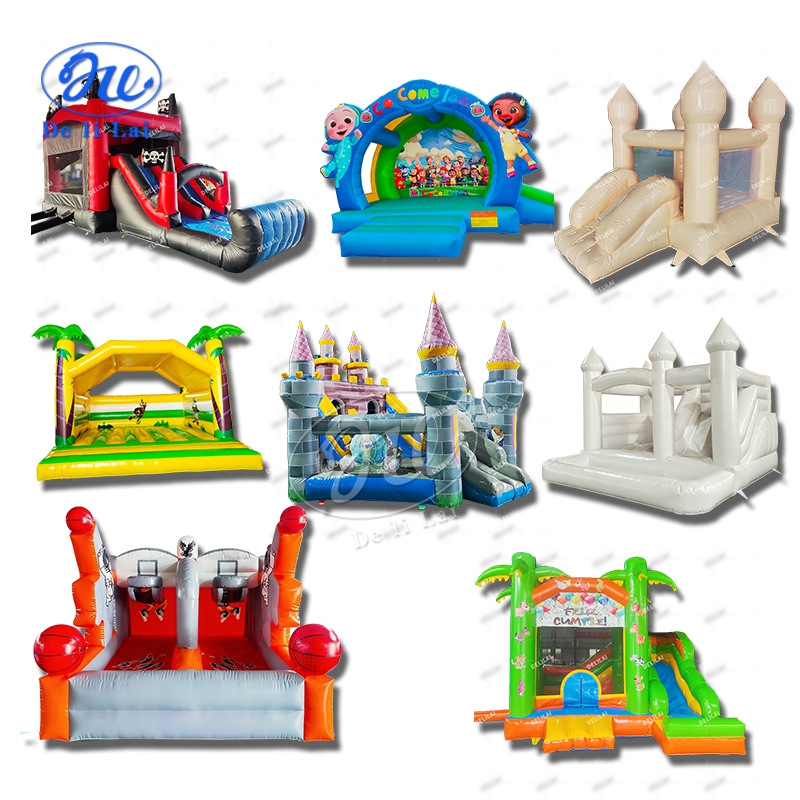 Commercial Outdoor Inflatable Trampoline Slide Set, Cartoon Theme, Bouncy House Suitable for Children With Blower