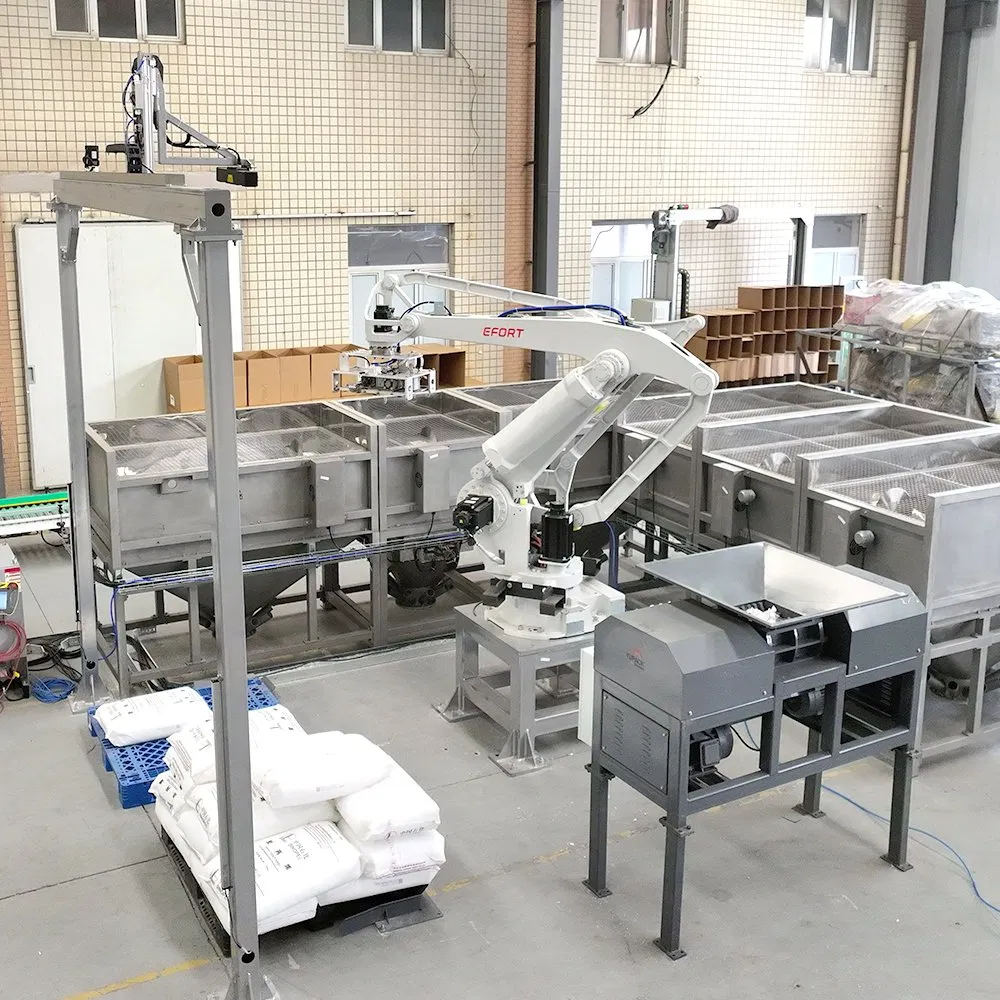Intelligent Robotic Bag Breaking and Emptying System for Multi-Layer Depalletizing and Dust-Free Dosing of Powders and Granules