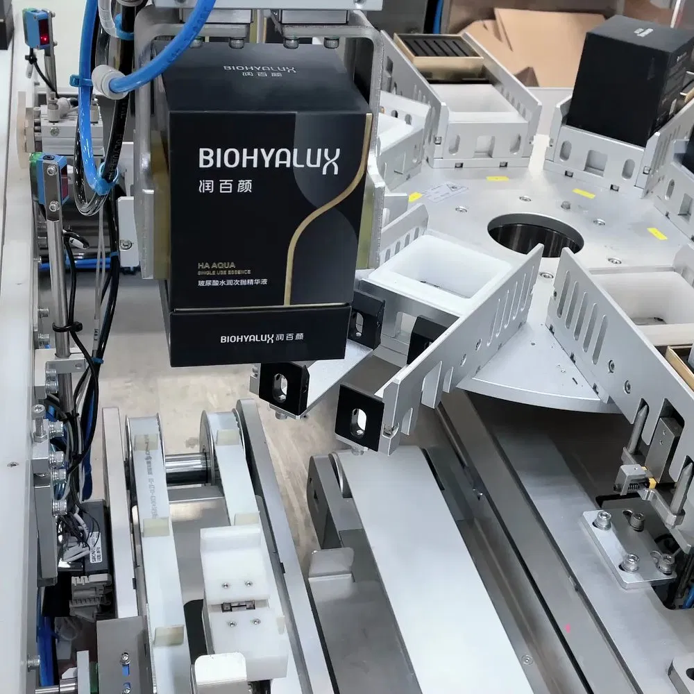 Delta Robot Integrated Cosmetic Sachet Packing and Automated Case Erector System