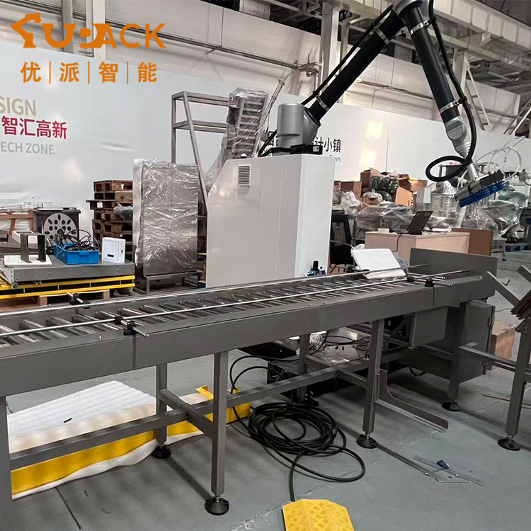 Small Carton/Box Packing System Automatic Collaborative Robot Palletizer with Paper Pads Motor PLC 8-10 Cartons/Minute Capacity