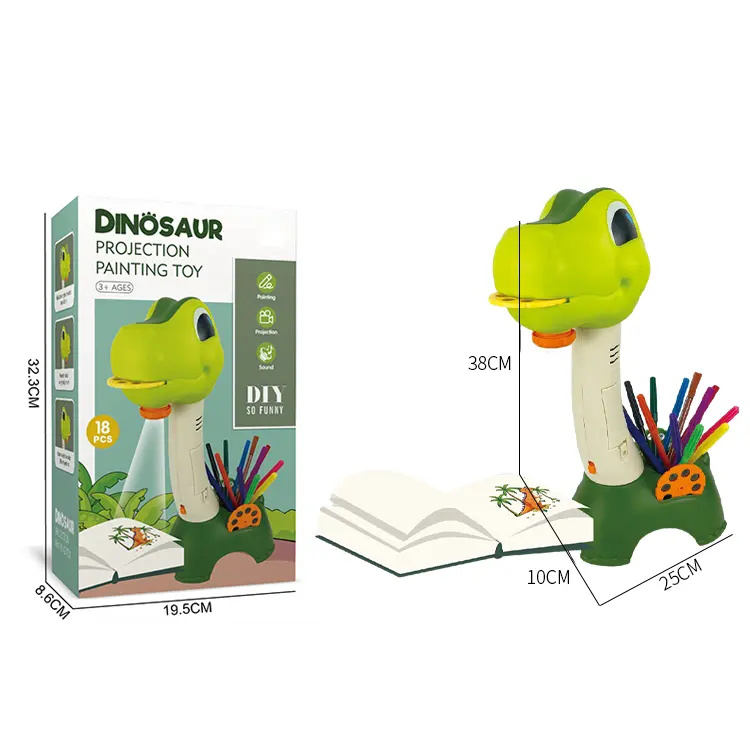 Educational Dinosaur Projector Drawing Table Toys for Kids Pretend Play Toy Painting Board Desk Toys Cartoon Drawing Machine
