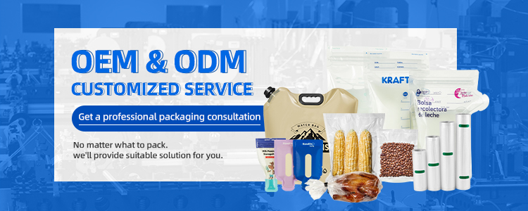 Custom Logo Printed Modern Kitchen Vacuum Seal Plastic Bags for Food Freezer Storage with Textured Surface and Vacuum Packing