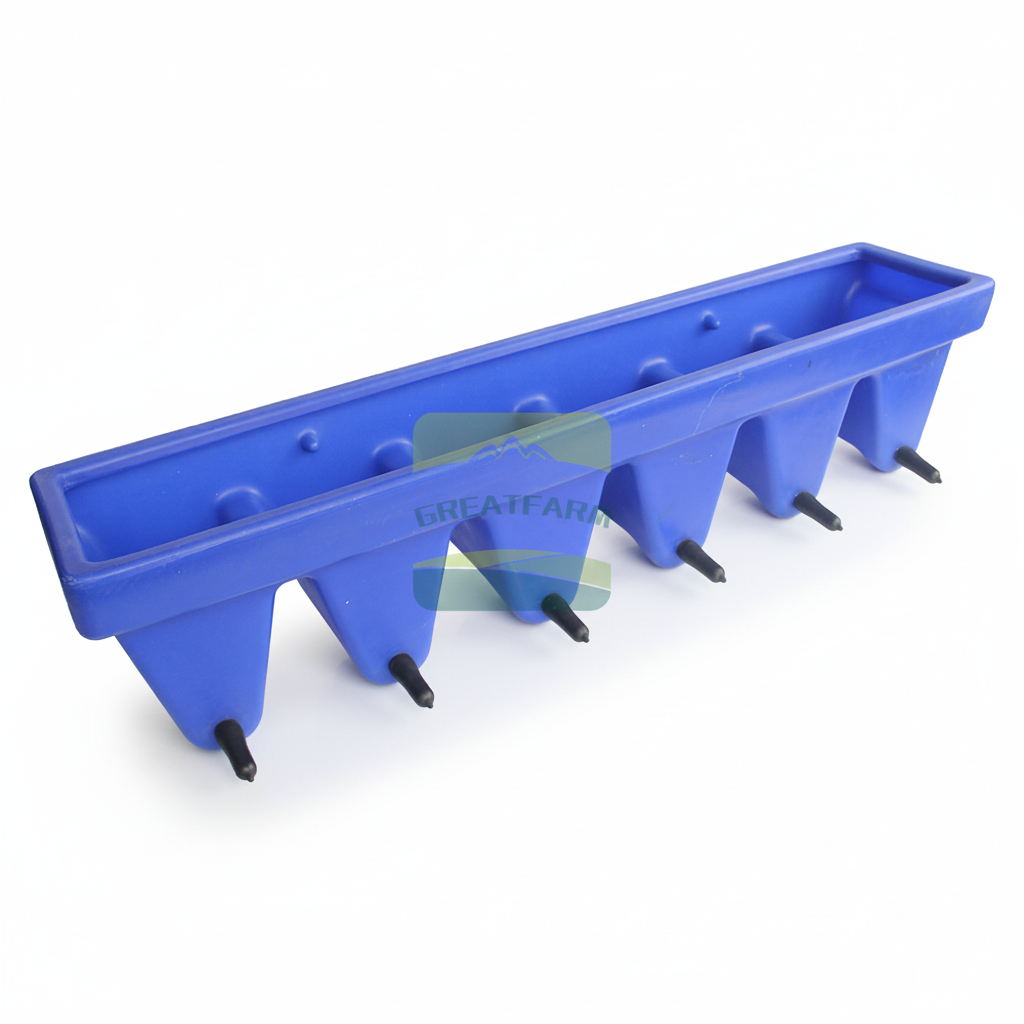 6-Place Calf Feeder Trough - Durable Plastic Milk Feeding System for Calves