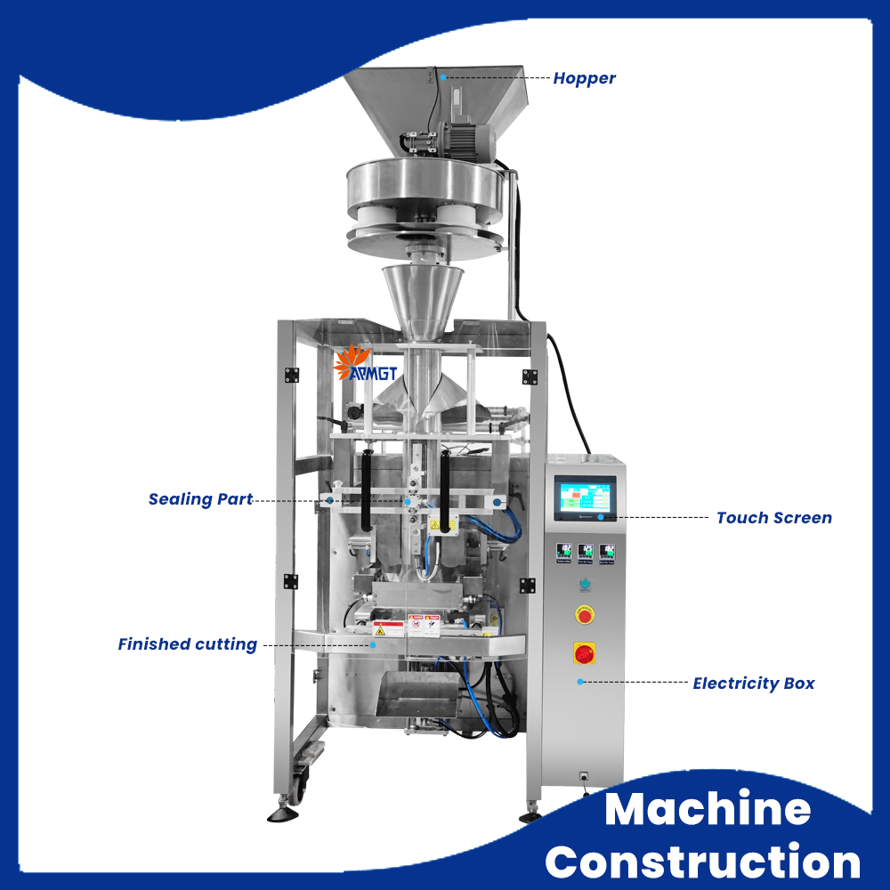 Vertical Beans Granule VFFS Packaging Machine Automatic Grain Rice Nut Seed Snack Food Pellet Pillow Bag Packing Filling Machine