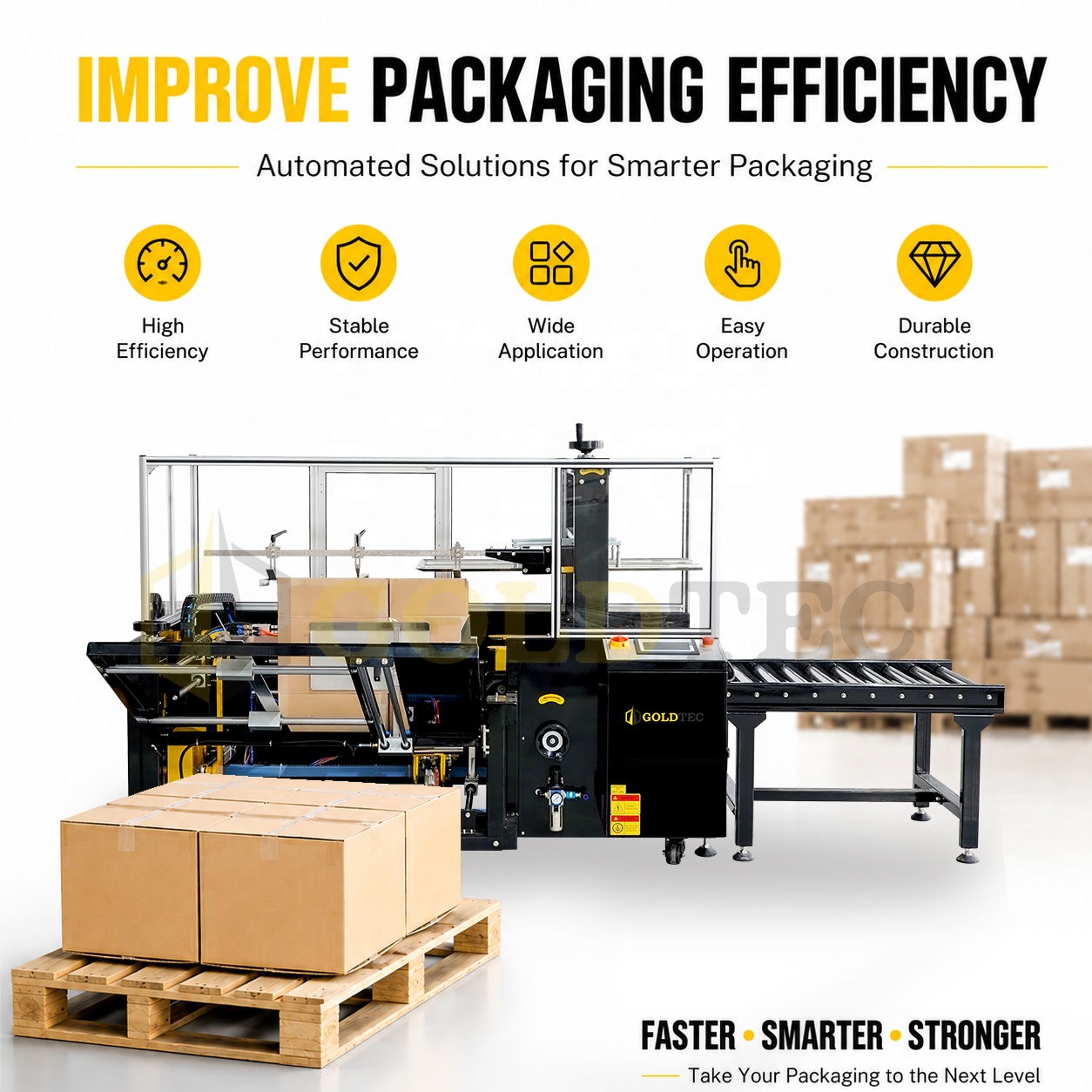 Goldtec Packaging Case Erecting Machine Automatic Case Erector Vertical Carton Erector Machine Box Erecting Machine